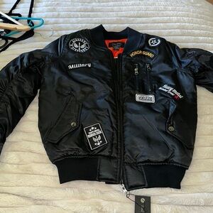 Black bomber with patch detail  small